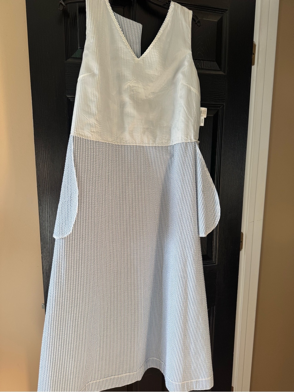 Anne Klein Light Blue & White Seersucker A-Line Dress - Picture 6 of 7